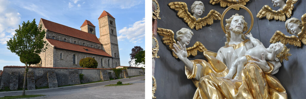 links: romanische Basilika St. Michael von Altenstadt - rechts: in St. Nikolaus in Bernbeuren (Foto: Hildegard Peresson)